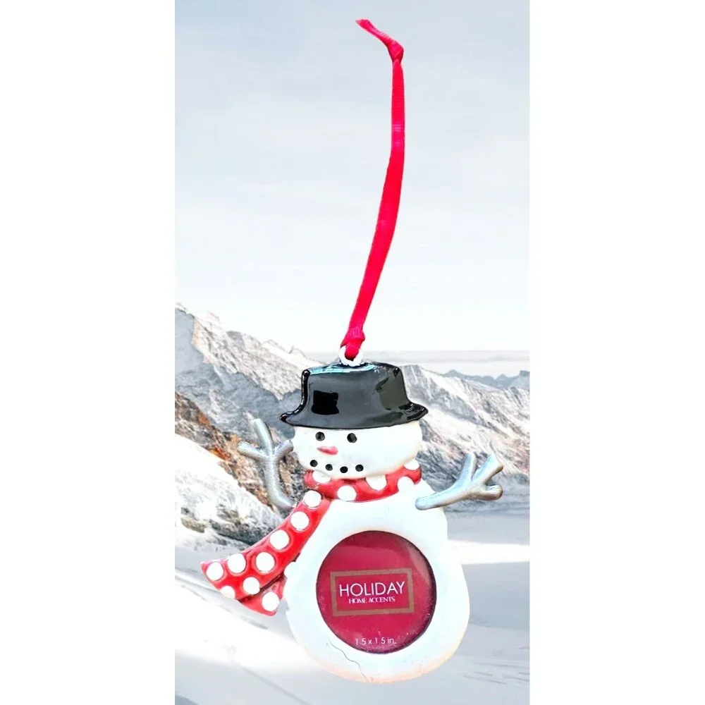 Vintage Snowman Ornament Holiday Home Accents Picture Frame Christmas Valentine